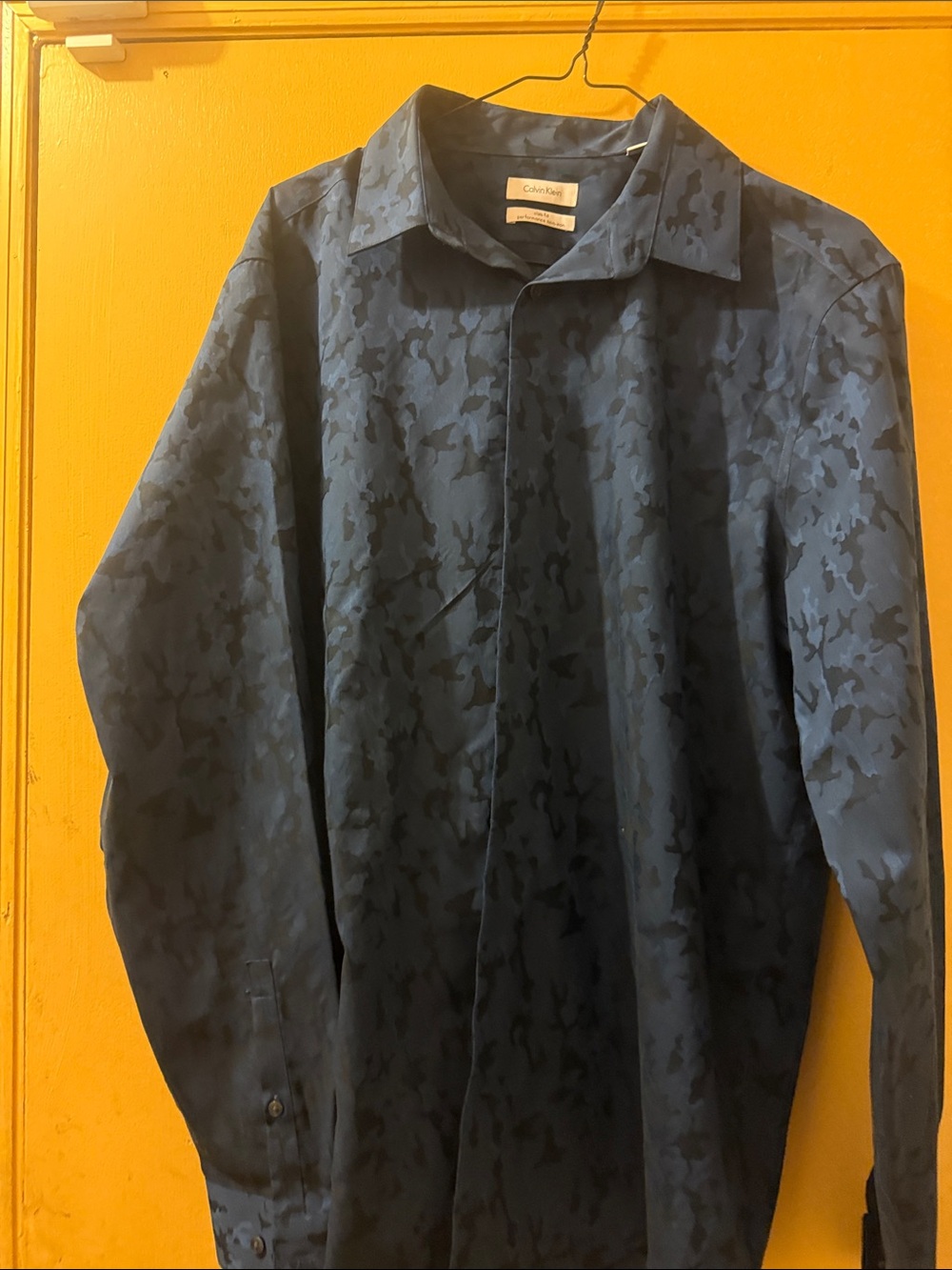 Calvin Klein Men's Dark Blue Camouflage Jacquard Shirt Jacket